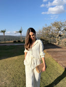 CONJUNTO CALÇA PANTALONA E CAMISA RENDA BRANCO