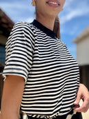 T-SHIRT FRANCESCA LISTRADA PRETA