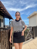 T-SHIRT FRANCESCA LISTRADA PRETA