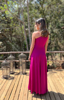 VESTIDO LONGO OMBRO SÓ FLUITY FÚCSIA