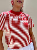 T-SHIRT FRANCESCA LISTRADA VERMELHA