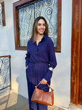CONJUNTO CALÇA PANTALONA E CAMISA RENDA AZUL