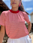 T-SHIRT FRANCESCA LISTRADA VERMELHA