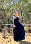 VESTIDO LONGO OMBRO SÓ  PRETO