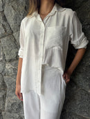 CONJUNTO FEMININO CALÇA E CAMISA BRANCO