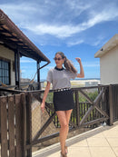 T-SHIRT FRANCESCA LISTRADA PRETA