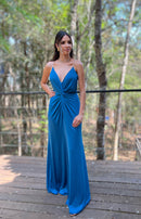 VESTIDO  LONGO ALÇA DE STRASS AZUL