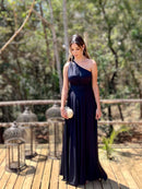 VESTIDO LONGO OMBRO SÓ  PRETO