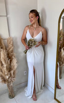 VESTIDO  LONGO ALÇA DE STRASS BRANCO