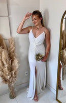 VESTIDO  LONGO ALÇA DE STRASS BRANCO
