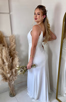 VESTIDO  LONGO ALÇA DE STRASS BRANCO