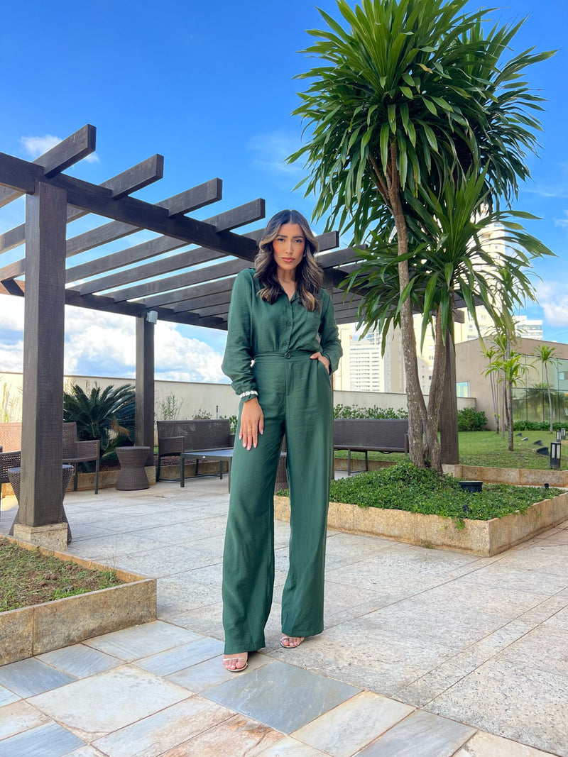 CONJUNTO FEMININO CALÇA E CAMISA VERDE