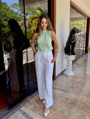 BLUSA REGATA AMARRÇÃO PESCOÇO VERDE