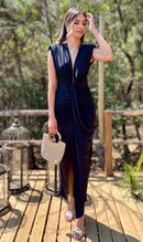 VESTIDO FESTA MIDI ESTRUTURADO PRETO