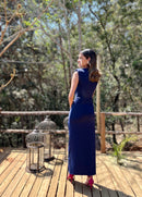 VESTIDO FESTA MIDI ESTRUTURADO AZUL MARINHO