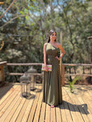 VESTIDO LONGO OMBRO SÓ  VERDE