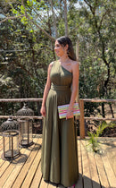 VESTIDO LONGO OMBRO SÓ  VERDE