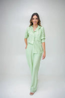 CONJUNTO FEMININO CALÇA E CAMISA VERDE CLARO