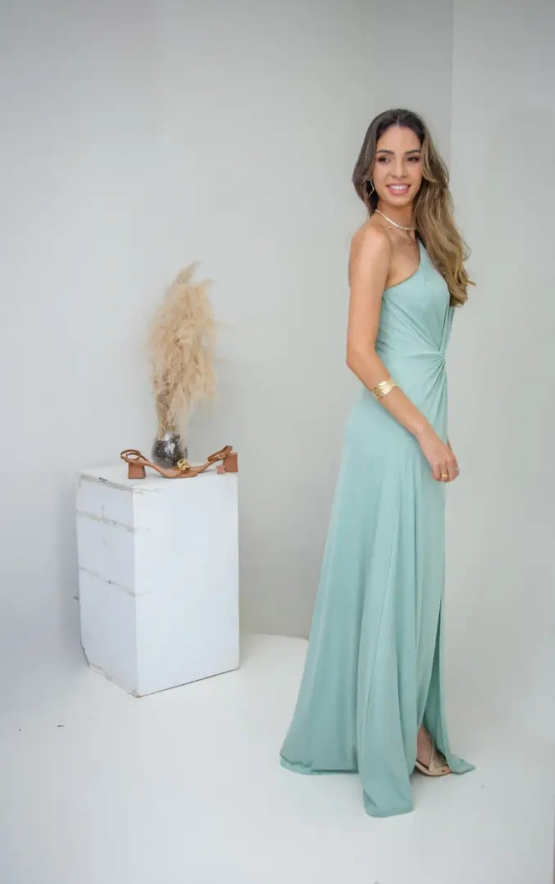 VESTIDO  LONGO OMBRO SÓ VERDE
