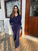 CONJUNTO CALÇA PANTALONA E CAMISA RENDA AZUL